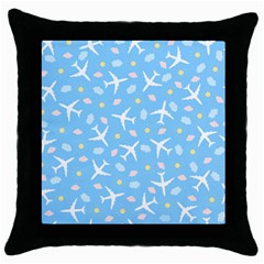 Plane Sky Background Pattern Throw Pillow Case (black) by danenraven