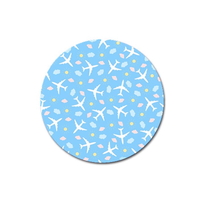 Plane Sky Background Pattern Magnet 3  (Round)