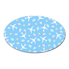 Plane Sky Background Pattern Oval Magnet