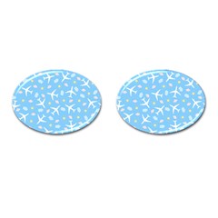 Plane Sky Background Pattern Cufflinks (oval)