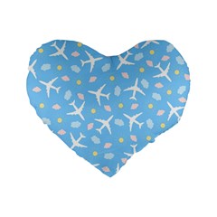 Plane Sky Background Pattern Standard 16  Premium Heart Shape Cushions by danenraven