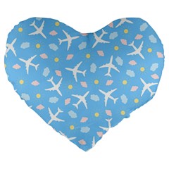 Plane Sky Background Pattern Large 19  Premium Heart Shape Cushions by danenraven