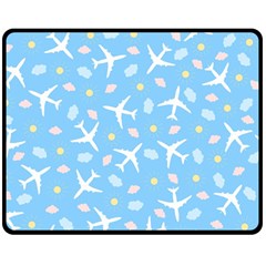 Plane Sky Background Pattern Double Sided Fleece Blanket (medium)  by danenraven