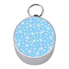 Plane Sky Background Pattern Mini Silver Compasses by danenraven