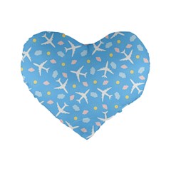 Plane Sky Background Pattern Standard 16  Premium Flano Heart Shape Cushions by danenraven