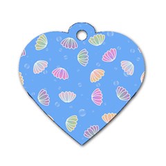 Illustration Seashell Clam Pattern Art Design Dog Tag Heart (two Sides) by danenraven