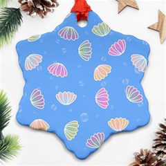 Illustration Seashell Clam Pattern Art Design Snowflake Ornament (two Sides)