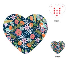 Flower Floral Background Painting Playing Cards Single Design (heart)