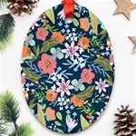 Flower Floral Background Painting Oval Ornament (Two Sides) Front