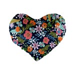 Flower Floral Background Painting Standard 16  Premium Heart Shape Cushions Back