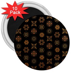 Pattern Mandala Ornate Ornamental 3  Magnets (10 Pack)  by danenraven