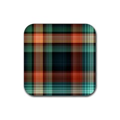 Plaid Tartan Checkered Tablecloth Rubber Coaster (square) by danenraven