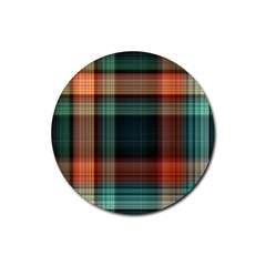 Plaid Tartan Checkered Tablecloth Rubber Coaster (round) by danenraven