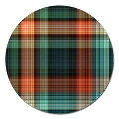 Plaid Tartan Checkered Tablecloth Magnet 5  (round)