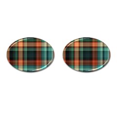 Plaid Tartan Checkered Tablecloth Cufflinks (oval) by danenraven