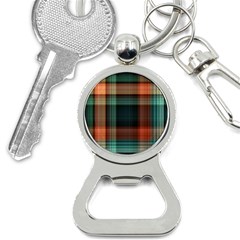 Plaid Tartan Checkered Tablecloth Bottle Opener Key Chain by danenraven