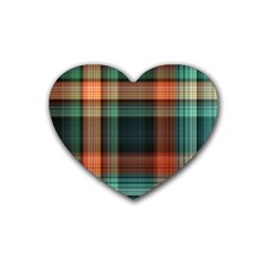 Plaid Tartan Checkered Tablecloth Rubber Heart Coaster (4 Pack) by danenraven