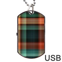 Plaid Tartan Checkered Tablecloth Dog Tag Usb Flash (two Sides) by danenraven