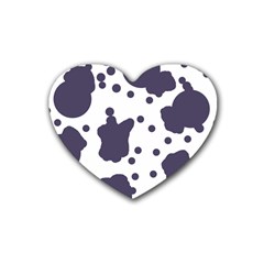 Illustration Cow Pattern Texture Cloth Dot Animal Rubber Heart Coaster (4 Pack) by danenraven