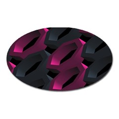 Hexagon Geometric Art Design Oval Magnet