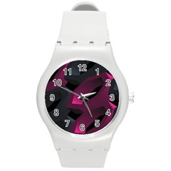 Hexagon Geometric Art Design Round Plastic Sport Watch (m) by danenraven