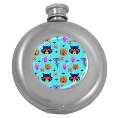 Illustration Design Gardening Texture Round Hip Flask (5 Oz) by danenraven