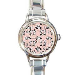 Pattern Panda Bear Round Italian Charm Watch