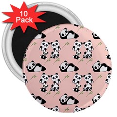 Pattern Panda Bear 3  Magnets (10 Pack)  by danenraven