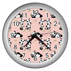 Pattern Panda Bear Wall Clock (silver) by danenraven