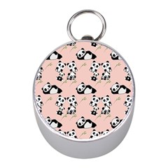 Pattern Panda Bear Mini Silver Compasses by danenraven