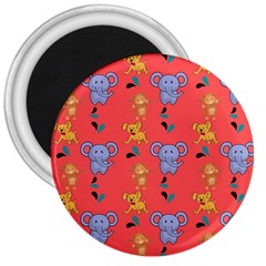 Illustration Elephant Cartoon Animal Monkey 3  Magnets by danenraven