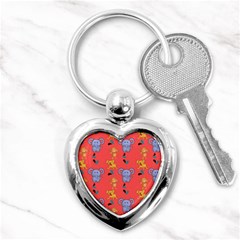 Illustration Elephant Cartoon Animal Monkey Key Chain (heart) by danenraven