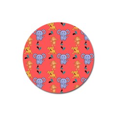 Illustration Elephant Cartoon Animal Monkey Magnet 3  (round) by danenraven