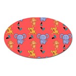 Illustration Elephant Cartoon Animal Monkey Oval Magnet Front