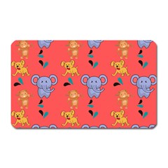 Illustration Elephant Cartoon Animal Monkey Magnet (rectangular) by danenraven