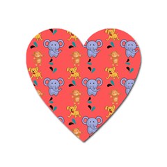 Illustration Elephant Cartoon Animal Monkey Heart Magnet by danenraven