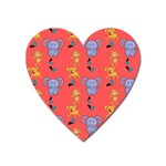 Illustration Elephant Cartoon Animal Monkey Heart Magnet Front