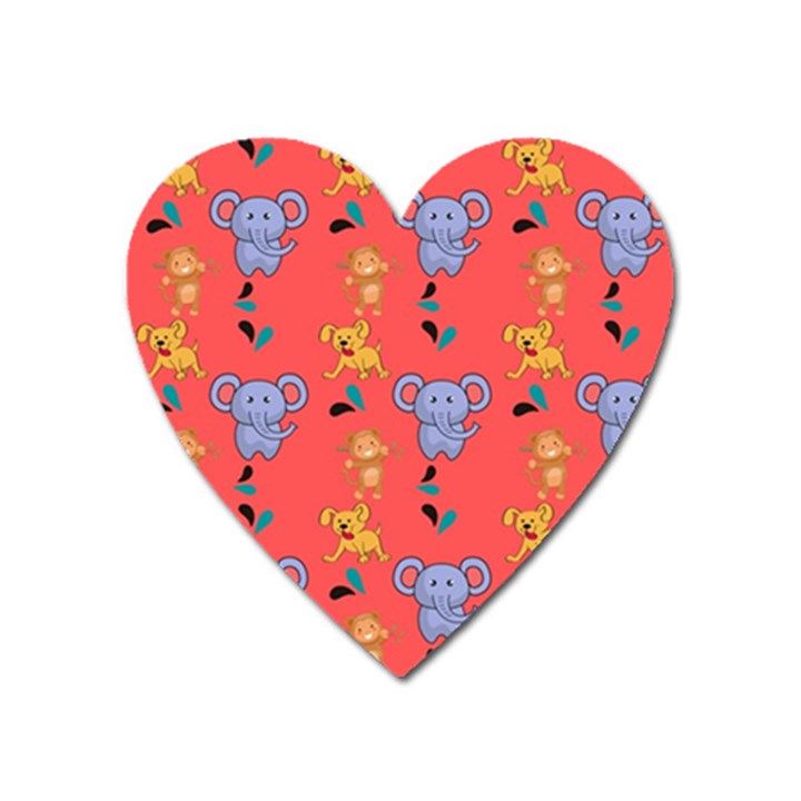 Illustration Elephant Cartoon Animal Monkey Heart Magnet