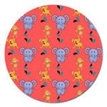 Illustration Elephant Cartoon Animal Monkey Magnet 5  (Round) Front