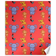 Illustration Elephant Cartoon Animal Monkey Canvas 8  X 10  by danenraven