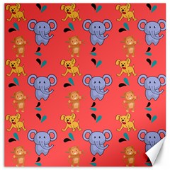 Illustration Elephant Cartoon Animal Monkey Canvas 16  X 16  by danenraven