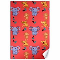 Illustration Elephant Cartoon Animal Monkey Canvas 20  X 30  by danenraven