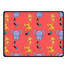 Illustration Elephant Cartoon Animal Monkey Fleece Blanket (small) by danenraven