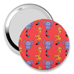 Illustration Elephant Cartoon Animal Monkey 3  Handbag Mirrors by danenraven