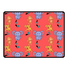 Illustration Elephant Cartoon Animal Monkey Double Sided Fleece Blanket (small)  by danenraven