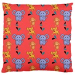 Illustration Elephant Cartoon Animal Monkey Standard Flano Cushion Case (Two Sides) Front