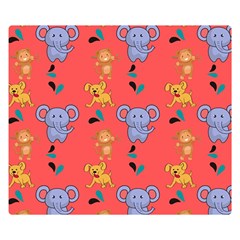 Illustration Elephant Cartoon Animal Monkey Double Sided Flano Blanket (small)  by danenraven