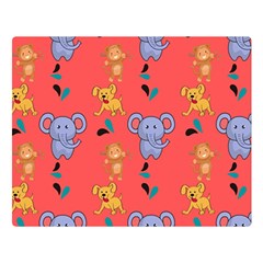 Illustration Elephant Cartoon Animal Monkey Double Sided Flano Blanket (large)  by danenraven