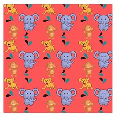 Illustration Elephant Cartoon Animal Monkey Square Satin Scarf (36  X 36 ) by danenraven