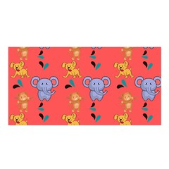 Illustration Elephant Cartoon Animal Monkey Satin Shawl 45  X 80  by danenraven